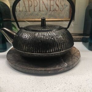 Rustic Black Cast Iron Teapot